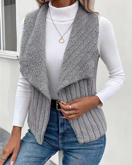Open Front Fuzzy Vest Coat