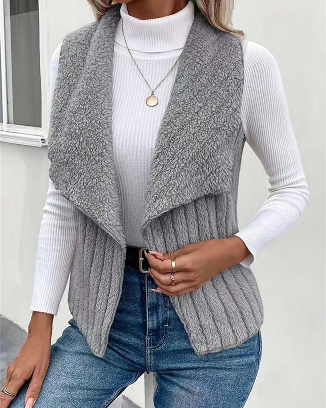 Open Front Fuzzy Vest Coat