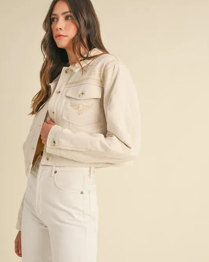 MABLE Embroidered Quilted Cropped Jacket