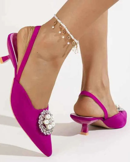 Pearl Detail Point Toe Pumps