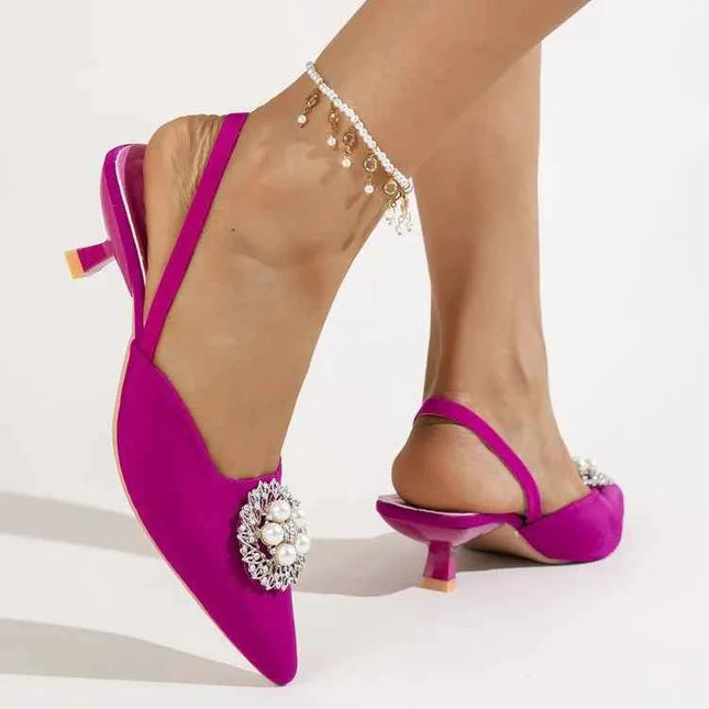 Pearl Detail Point Toe Pumps