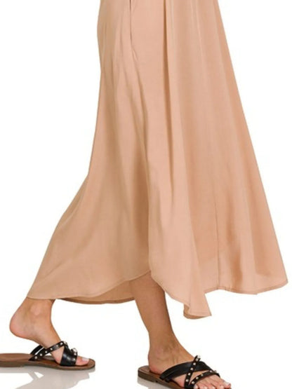 Zenana Woven Arc Hem Cami Dress With Flowy Pockets