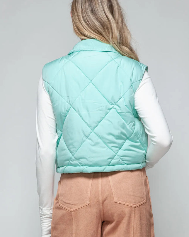 Snobbish Snap Down Quilted Crop Vest