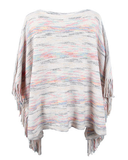 Round Neck Fringe Detail Sleeve Poncho