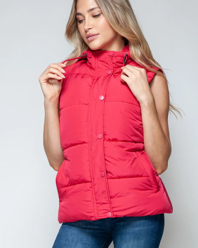 Snobbish Snap and Zip Closure Hooded Vest