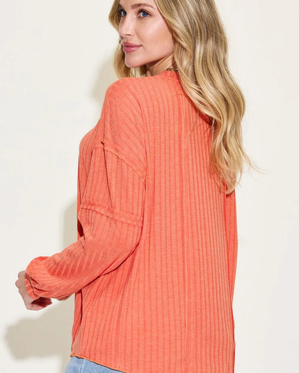 Basic Bae Full Size Ribbed Round Neck Long Sleeve T-Shirt