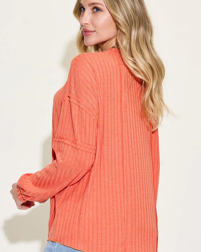 Basic Bae Full Size Ribbed Round Neck Long Sleeve T-Shirt