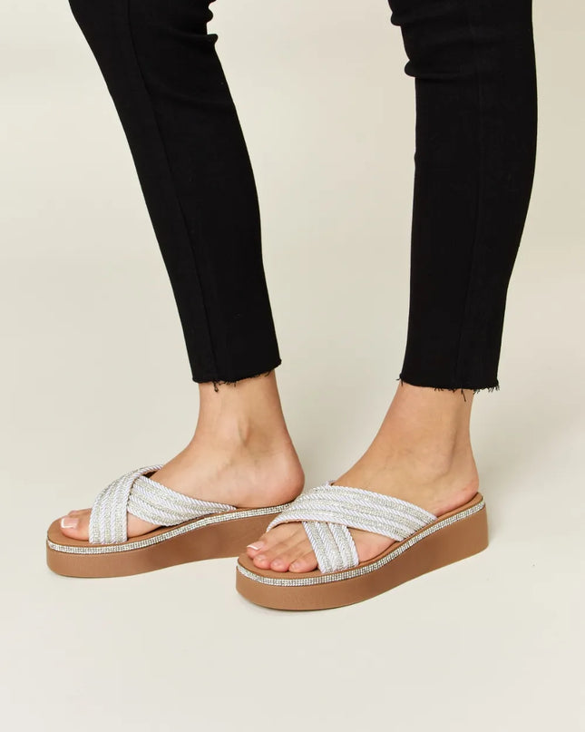 Forever Link Rhinestone Platform Wedge Sandals