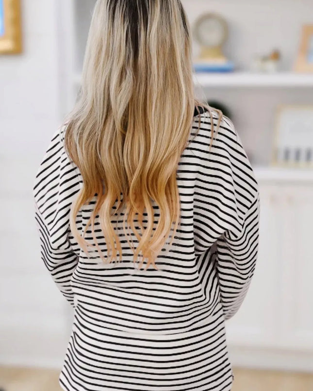 Striped Dropped Shoulder Top and Skirt Set