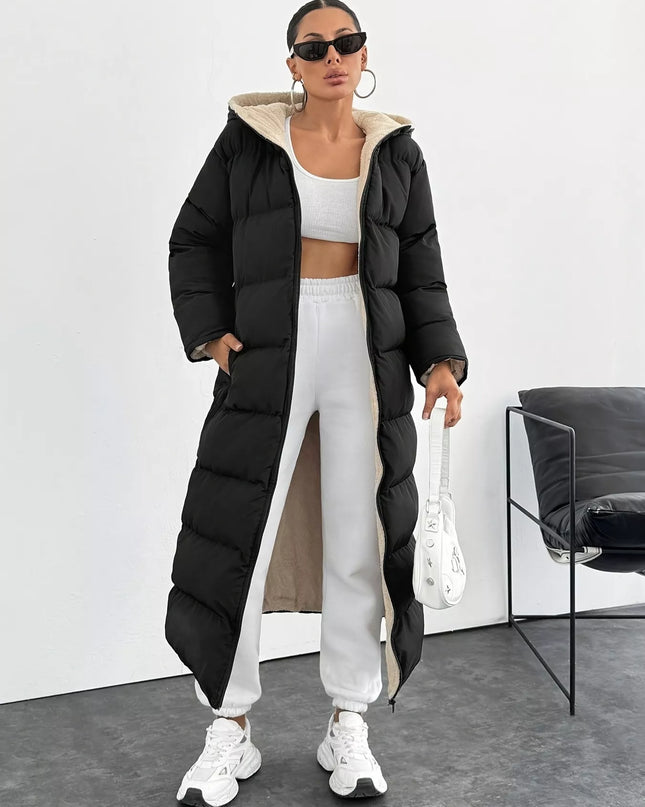 Quilted Hooded Longline Puffer Coat