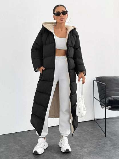 Quilted Hooded Longline Puffer Coat