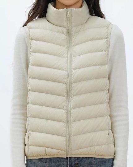 Quilted Zip Up Turtleneck Vest Coat