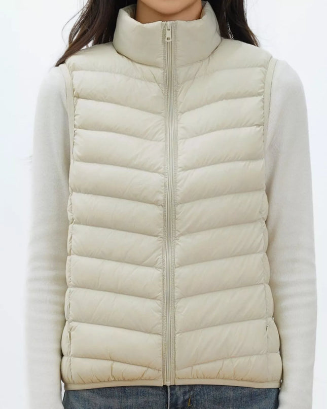 Quilted Zip Up Turtleneck Vest Coat