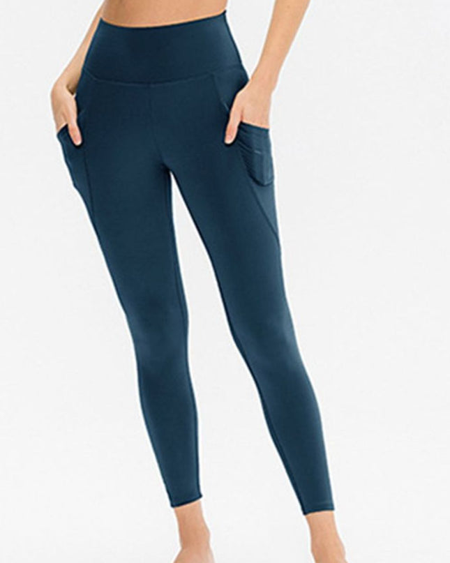 Slim Fit Long Active Leggings with Pockets Deep Teal