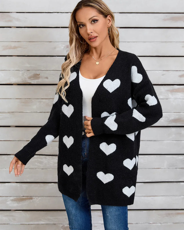 Angel Wings Heart Open Front Long Sleeve Cardigan