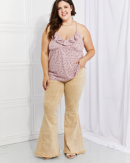 Culture Code Full Size Taste of Spring Ruffle Sleeveless Top