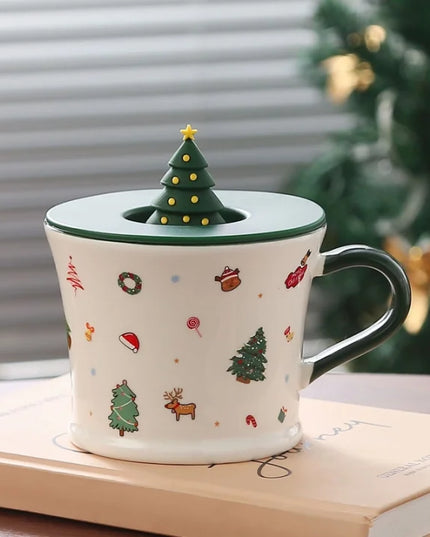 Christmas Cute Christmas Tree Santa Claus Ceramics Mug 1 Piece