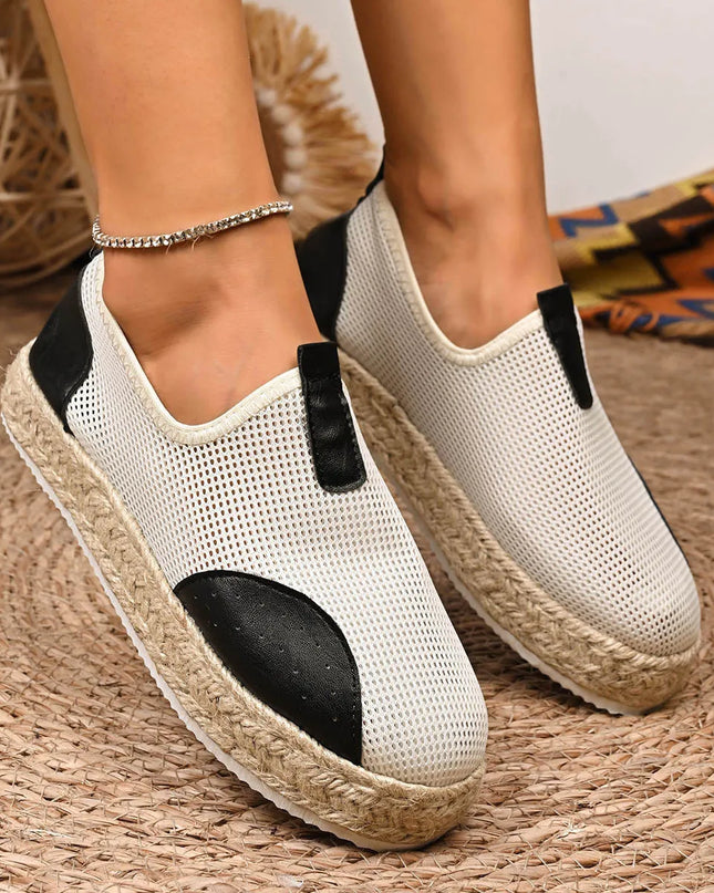 Mesh Espadrille Platform Slip-Ons 