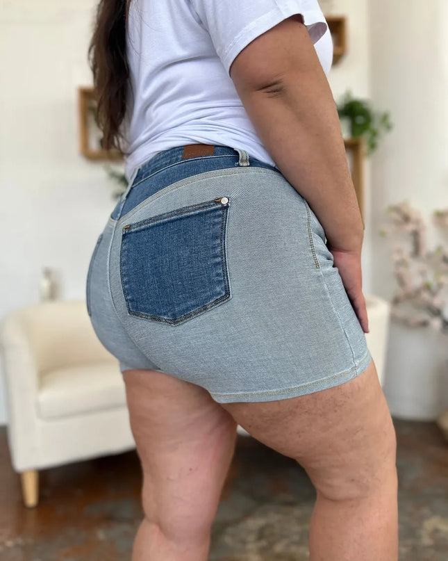 Judy Blue Full Size Color Block Denim Shorts