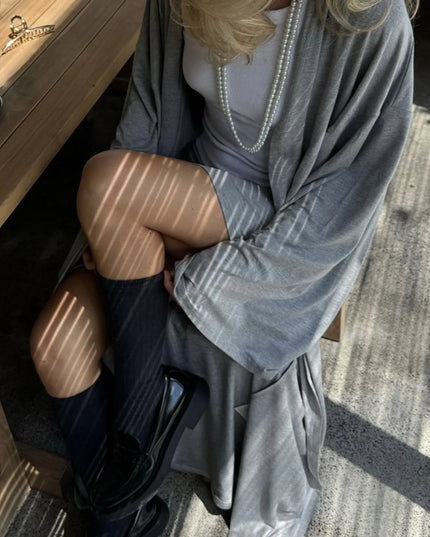 Cami Shorts and Open Front Cardigan Three Piece Set