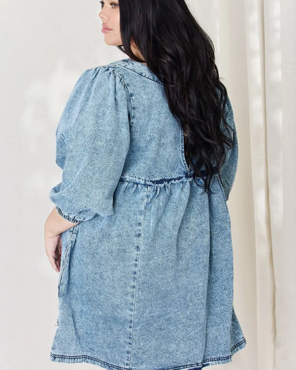 HEYSON Full Size Oversized Denim Babydoll Dress