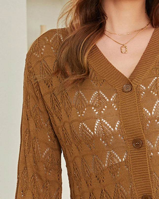 Openwork Button Up Cardigan
