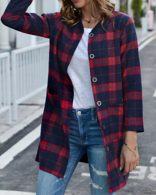 Plus Size Plaid Button-Down Longline Shirt