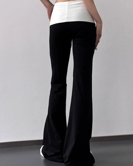 Contrast Waistband Flare Pants 