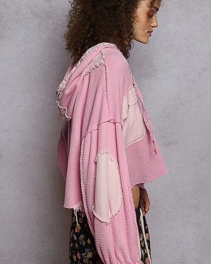 POL Raw Hem Cropped Hooded Jacket