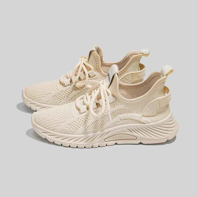 Mesh Lace-Up Platform Athletic Shoes