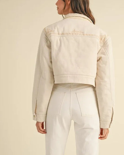 MABLE Embroidered Quilted Cropped Jacket