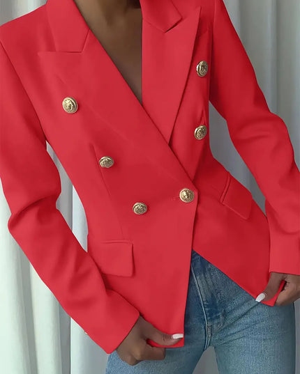 Decor Button Lapel Collar Blazer