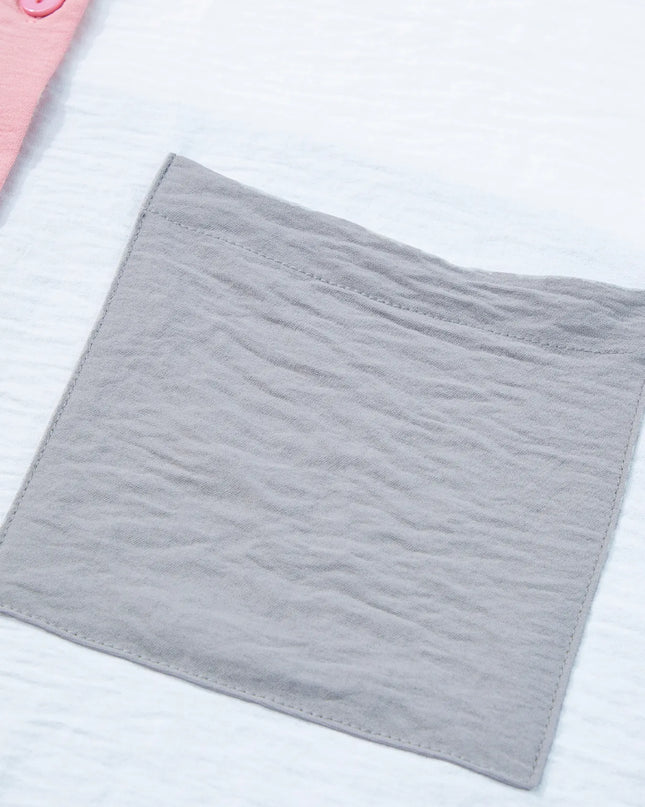 Color Block Oversized Button-Up Shirt with Chest Pocket 