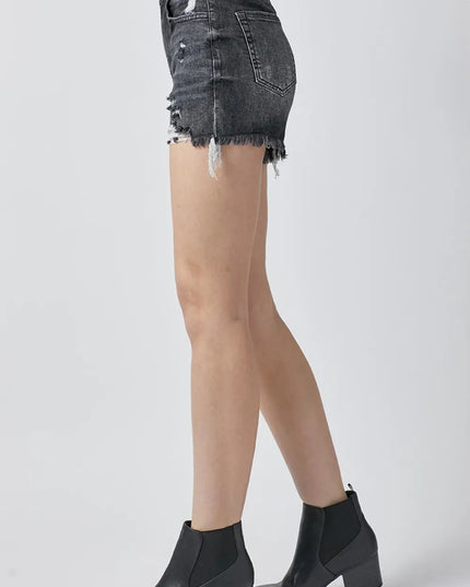 RISEN Full Size High Rise Distressed Denim Shorts 