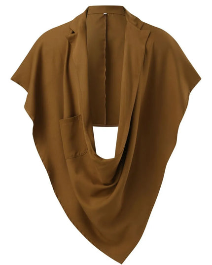 Men's Full Size Pocket Patched Draped Asymmetrical Hem Cape Plus Size