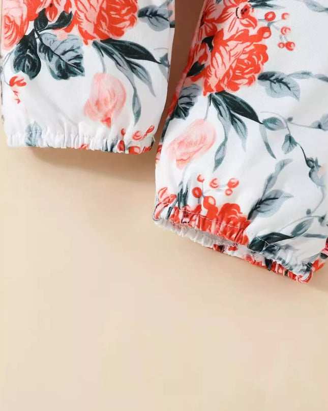 Children's Ruffled Short Sleeve Bodysuit and Pants Set with Headband