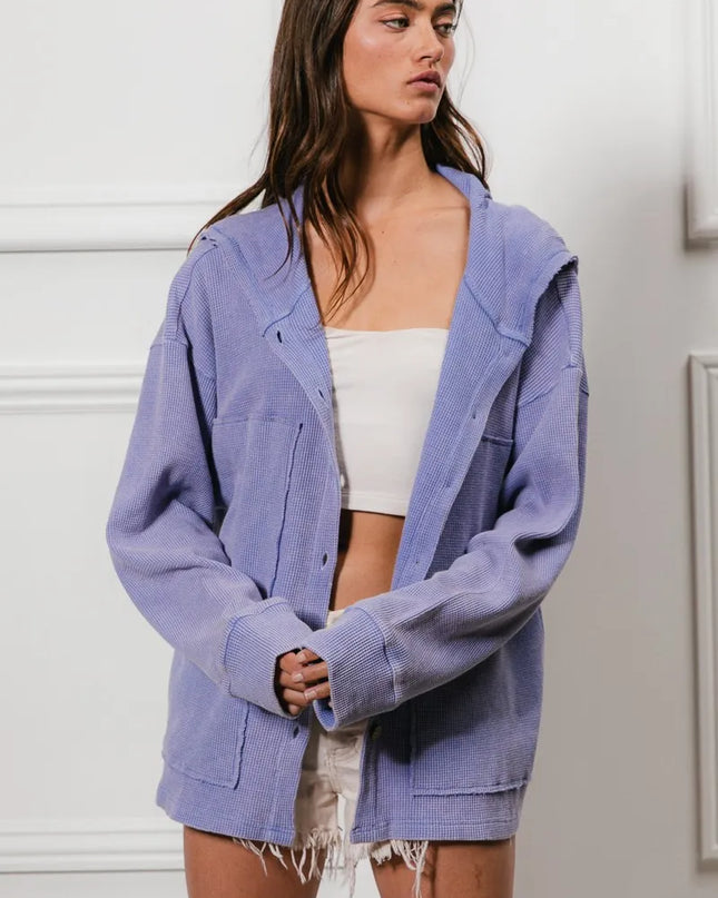 BiBi Washed Waffle Thermal Hooded Jacket