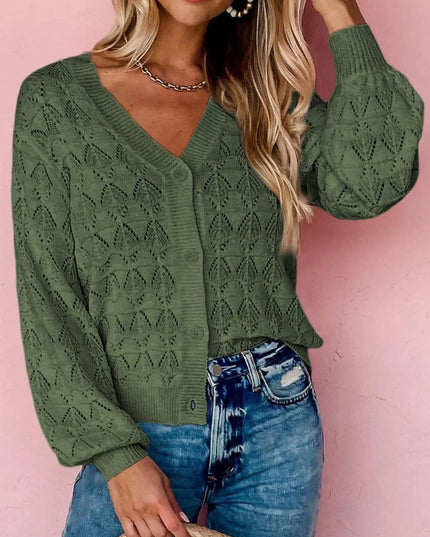 Openwork Button Up Cardigan