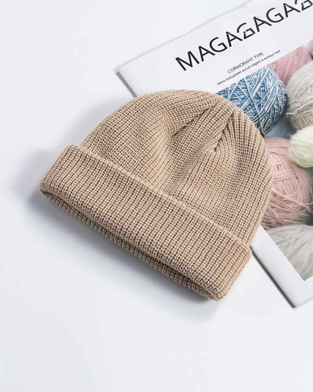 Cozy Rib-Knit Cuff Beanie Tan One Size