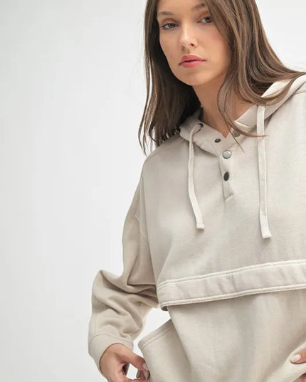 MONO B Drift Burnout Fleece Snap Hoodie