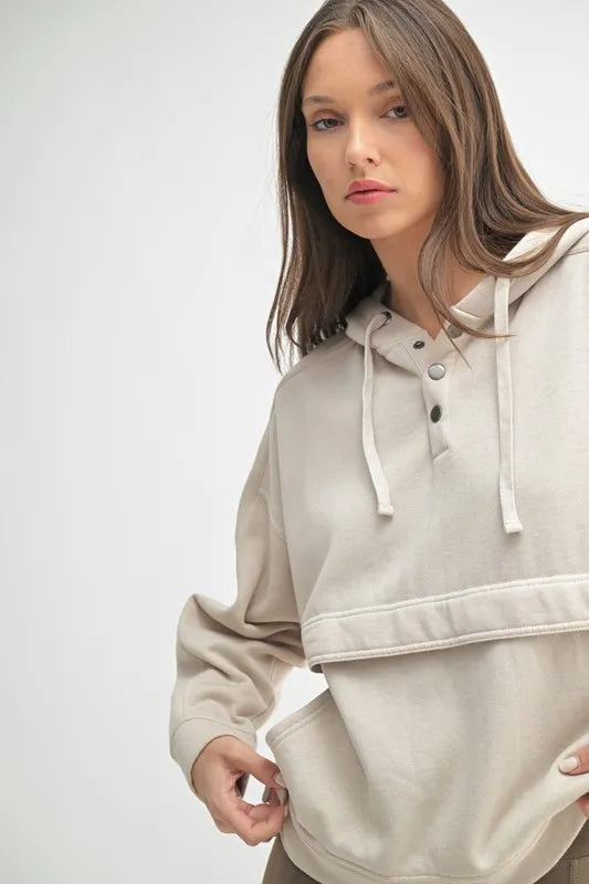 MONO B Drift Burnout Fleece Snap Hoodie