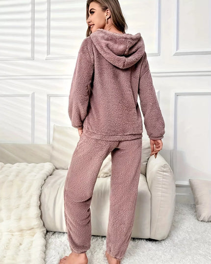 Kangaroo Pocket Long Sleeve Hoodie and Pants Lounge Set