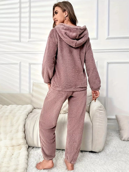 Kangaroo Pocket Long Sleeve Hoodie and Pants Lounge Set