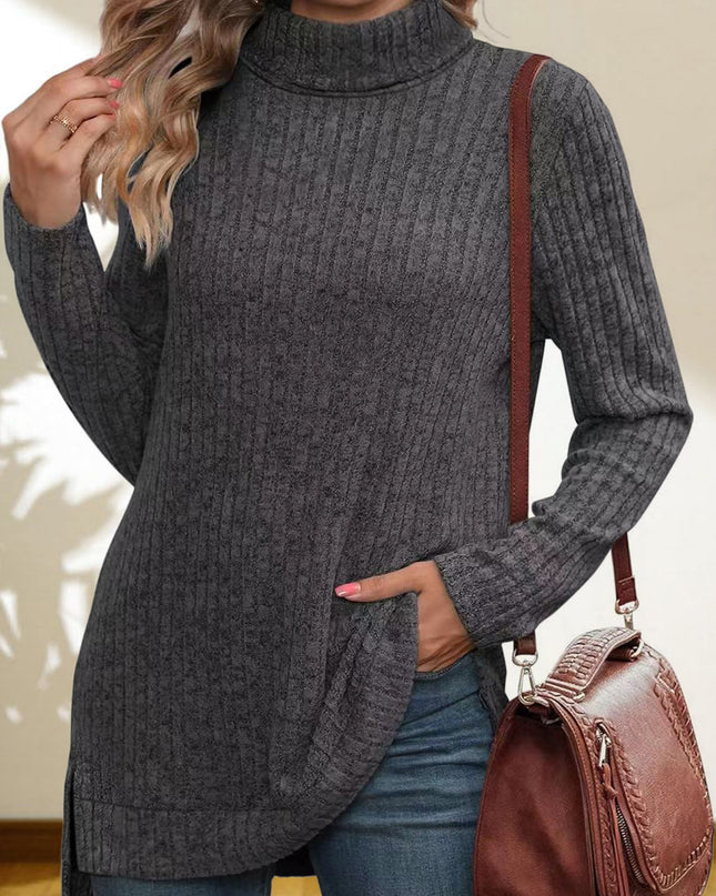 Turtleneck High Low Top Charcoal