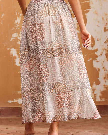 Floral Buttoned Front Slit Skirt 