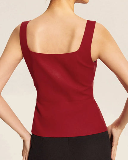 Square Neck Tank and Pleated Slit Skirt Set