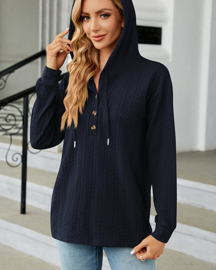 Cable-Knit Long Sleeve Hoodie