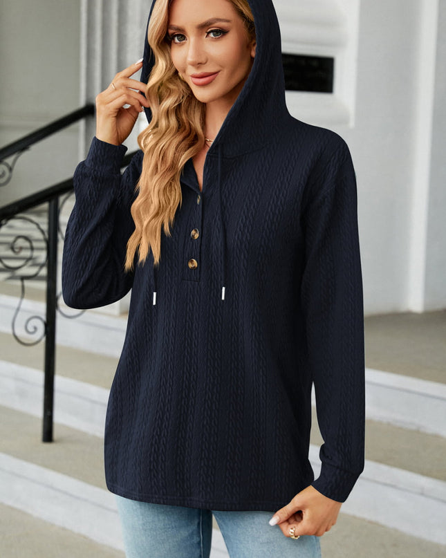 Cable-Knit Long Sleeve Hoodie