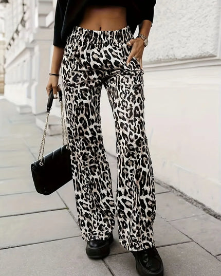 Full Size Animal Print Elastic Waist Pants