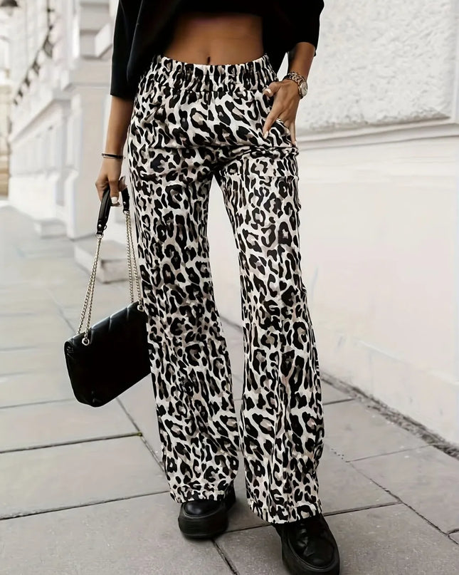 Full Size Animal Print Elastic Waist Pants